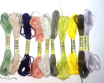 LOT 10 VINTAGE UNBRANDED EMBROIDERY FLOSS ASSORTED COLORS – CLASSIC NEEDLEWORK - Image 1 of 4