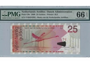 2008 Netherlands Antilles 25 Gulden PMG66 EPQ <P-29e> GEM UNC  - Picture 1 of 2