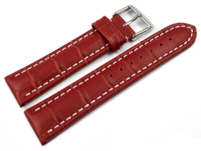 Bracelet montre cuir de veau grain croco rouge 18mm 20mm 22mm 24mm NEUF - Photo 1/2