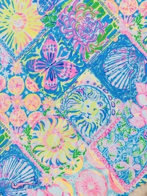 ~ Lilly Pulitzer Fabric Textured Knit  - “Summer Patches”18”x30” # 103 Foto 1 de 3