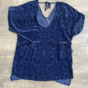 Free People XS Room Of Shadows Indigo Burnout Tunika Blau - Bild 1 von 11