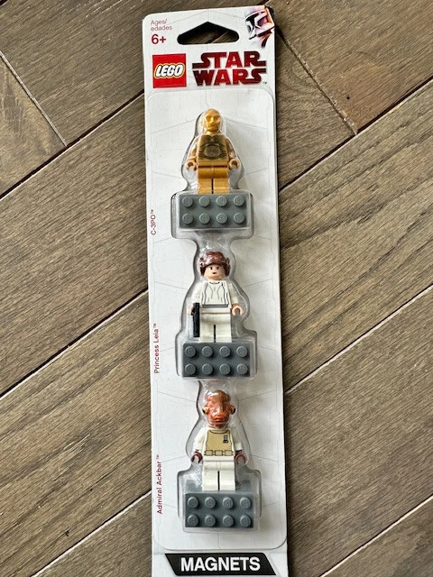 Lego Star Wars minifigura minifigura ímã pacote com 3 C-3PO Leia Admiral Ackbar NOVO - Imagem 1 de 1