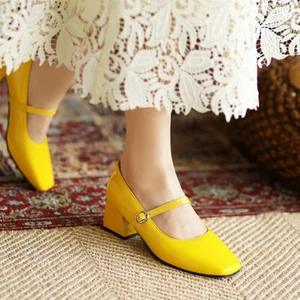 Damen Mary Jane Blockabsatz Sandalen Pumps Schuhe Knöchelriemen Riemen Schnalle - Bild 1 von 20