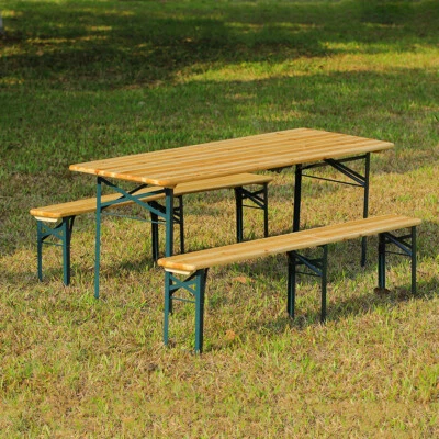 HOUSEHOLD-CENTER Folding 197CM Wooden Table Bench Set Picnic Beer Table Bench Outdoor Garden Pub