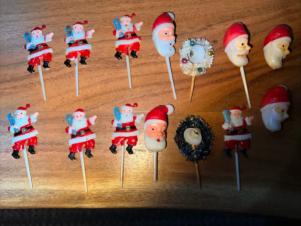 Muñeco de nieve de plástico de colección Navidad Papá Noel CupCake Toppers elige decoración años 60 Foto 1 de 1