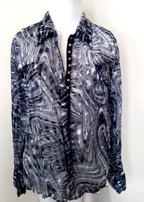 Blusa Love Amour feminina transparente transparente manga longa bolsos superiores tamanho G - Imagem 1 de 4