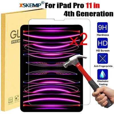 2PCS Tempered Glass Screen Protector Guard For iPad Pro 11 4th Generation 2022 - Image 1 of 4