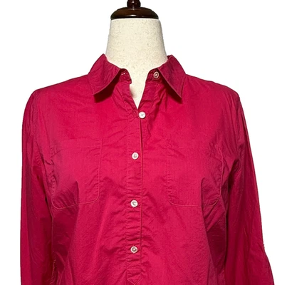 Talbots Top Womens 16W Petite Hot Pink Henley Popover Long Sleeve Blouse - Image 1 of 4