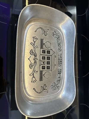 Wilton Armetale Metal Serveware Bless This House Serving Dish Easy Care Open Box - Image 1 of 4
