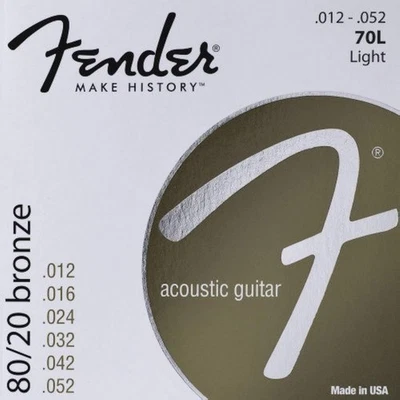 Fender 70L 80/20 Bronze Acoustic Guitar Strings Ball End 12-52, NEW - Image 1 of 2