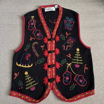 Belle Pointe Women's VTG Christmas Holiday Embroidered Knit Sweater Vest Size LG - Image 1 of 4