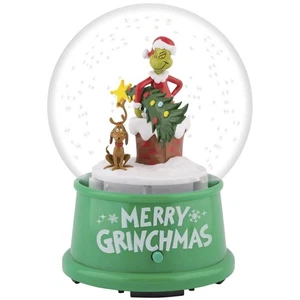 6" Animated Musical Grinch & Max Snow Globe Chimney Top Scene Christmas Decor - Picture 1 of 8