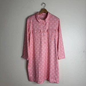 Vineyard Vines Kleid Damen 2XL rosa Geo Print 3/4 Arm Tunika Taschen - Bild 1 von 11