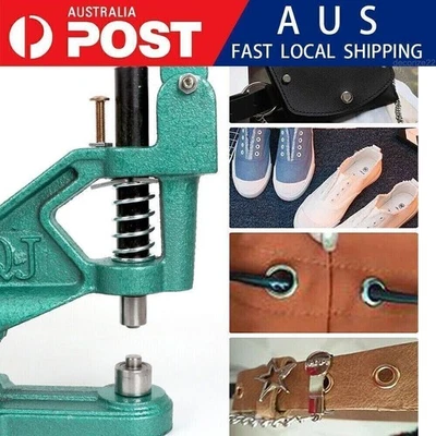 Press Eyelet Hole Punch Grommet Hand Press Machine + 3 Dies & 1500pcs Grommets - image 1 of 4