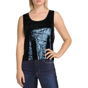Joe’s $178 Dark Navy Sequin Sleeveless Top with Side Slits, Ribbed Trim NWT - Picture 1 of 4