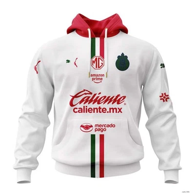 UNBRAND Personalized LIGA MX Chivas Guadalajara Hoodie 25-26 Away Fan Mexican Soccer