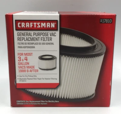 Craftsman общего назначения сухой пылесос сменный фильтр 917810 моющийся новый - Изображение 1 из 4