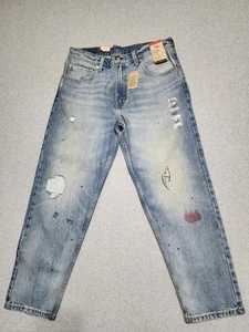 Levis 550 92' Jeans Mens 34x30 Relaxed Taper Denim Distressed Retro Paint Artist - Picture 1 of 16