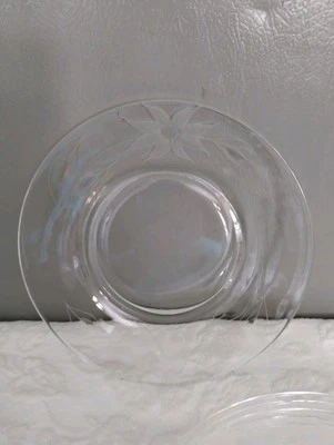 Set Of 6 Vintage Etched Glass Plates, Salina Pattern By Susquehanna Foto 1 de 2