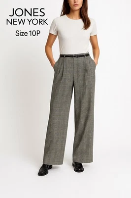 Pantalones Jones New York para mujer a cuadros cintura alta pierna ancha talla 10P Foto 1 de 4