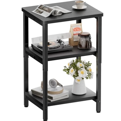 HLDIRECT End Table, Height Adjustable Side Table, Sofa Table with Metal Frame, Nightstand