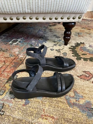 ECCO Flowt Wedge LX Leather Sandals Black 40 US 9 9.5 Danish Comfort - Image 1 of 4