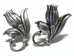 Sterling Silber 925 Tulpen Blume Kletterer Schraubverschluss Ohrringe KX07 - Bild 1 von 6