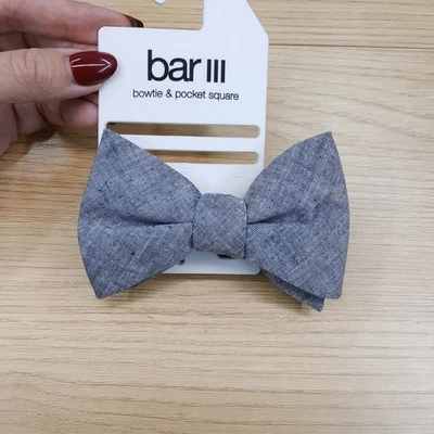 Pajarita BAR III para hombre azul liso cambray texturizada preatada Foto 1 de 3