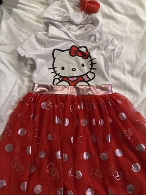 Vestido con Capucha Hello Kitty Niñas Rojo Tul Falda Pequeño (4-5) Foto 1 de 4