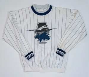 Vintage Boeing Sweatshirt Mens Small Navy Blue Crew Neck 90s Flight Plane 767 - Picture 1 of 16