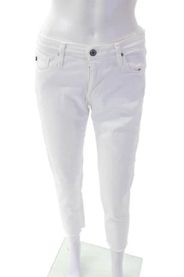 Pantalones Adriano Goldschmied para mujer con cremallera botón ajustados corte al tobillo blancos talla 27 EUR Foto 1 de 4