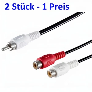 Cinch Splitter Y Adapter 1 Cinch RCA stecker auf 2 Cinchkupplung 20cm - 2 Stück - Bild 1 von 1