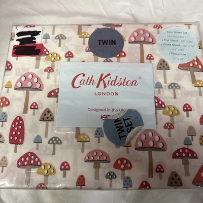 Cath Kidston London Mini Mushrooms Russet 3 pc Twin Sheet Set - 100% Cotton - Image 1 of 4