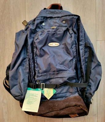 Mochila de viaje con fondo de cuero Academy Broadway vintage años 80 90 NUEVA con etiquetas Foto 1 de 4