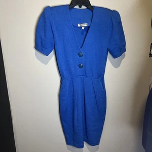 St. John By Marie Gray Vintage Blue Dress Sz 4 Short Sleeve - Picture 1 of 13