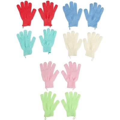 6 pares de guantes de ducha exfoliantes con lazo colgante para exfoliante corporal de baño, spa Foto 1 de 4