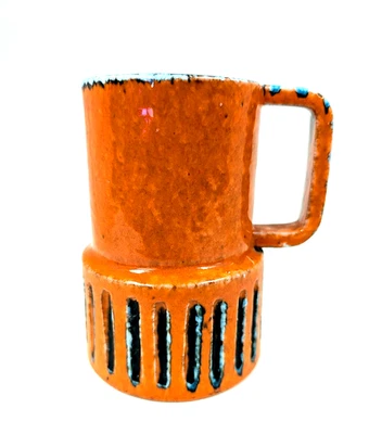 Vtg ALDO LONDI BITOSSI Raymor ORANGE Speckled Coffee Beer Cup - Image 1 of 4
