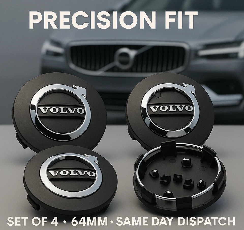 4 X Volvo XC60 Car Hub Centre Caps 64mm Wheel Hub Caps Waterproof - Image 1 of 1