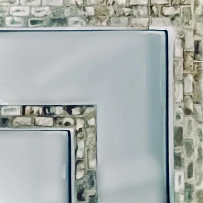 "Espejo de pared cuadrado de 18"" con incrustación de azulejo iridiscente natural decoración boho costera" Foto 1 de 4