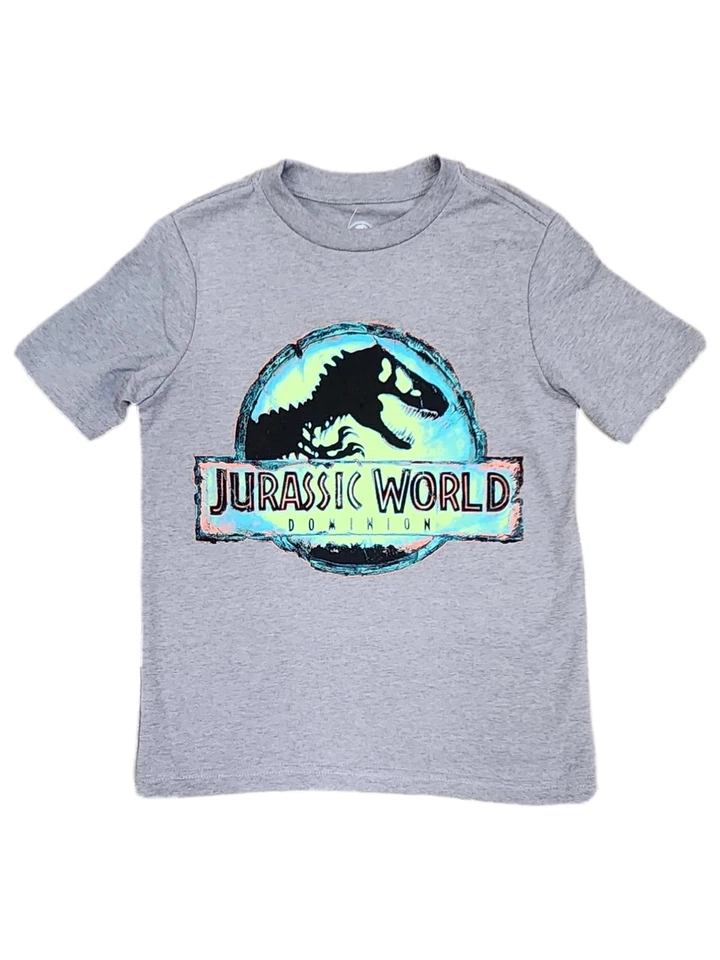 Jurassic Park Boys Gray Jurassic World T-Rex Dinosaur Tee Shirt T-shirt Size 6-7 - Image 1 of 1