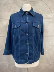 Ruby Rd. Women's Blue Cotton Blend Button Front Jacket Size 16W - Picture 1 of 5