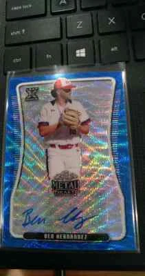 2020 Leaf Metal Draft Ben Hernandez Blue Refractor Auto 12/20 - Image 1 of 2