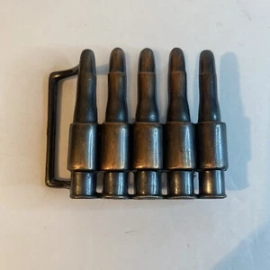 Cinturón de bala de metal hebilla tono cobre arma diseño municiones NUEVO - Imagen 1 de 6