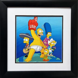 The Simpsons "The Simpsons #1 USA" NEW CUSTOM FRAMED ART Print Animation Disney - Picture 1 of 3