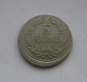 Venezuela Coin 5 Centimos Bs 1965 ERROR Off Center, Copper-nickel 19mm - Picture 1 of 4
