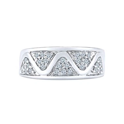 Anillo de cóctel manifiesto enchapado en oro blanco de 14 quilates diamante natural corte redondo de 1/3 quilates Foto 1 de 4