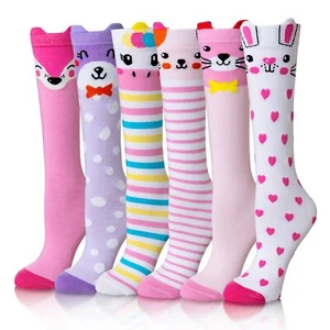 Girls Knee High Socks Kids Crazy Fun Gift Silly Tall Boot Cute Animal Cotton ... - Picture 1 of 6