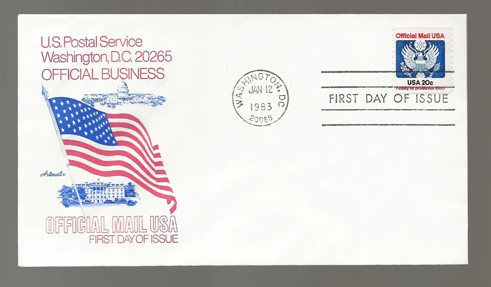 US Scott #O135, First Day Cover 1/12/83 Washington DC Pair 20c Official - Image 1 of 1