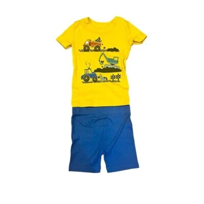 儿童总部图形 T 匹配蓝色短裤 尺寸 2T-3T 男孩 学步儿童套装 — 第 1/4 张图片