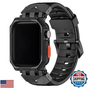 Fullmosa Bands for Apple Watch 44mm 45mm, Rugged TPU iWatch Band with Bumper - Picture 1 of 5